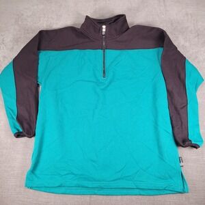 USA Olympics Vintage Pullover‎ Sweatshirt Quarter Zip Color Block Teal Black
